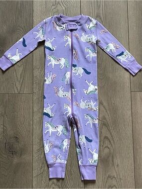 Hanna Andersson Lavender Purple Horse Pony Print 18-24m Organic Cotton Sleeper